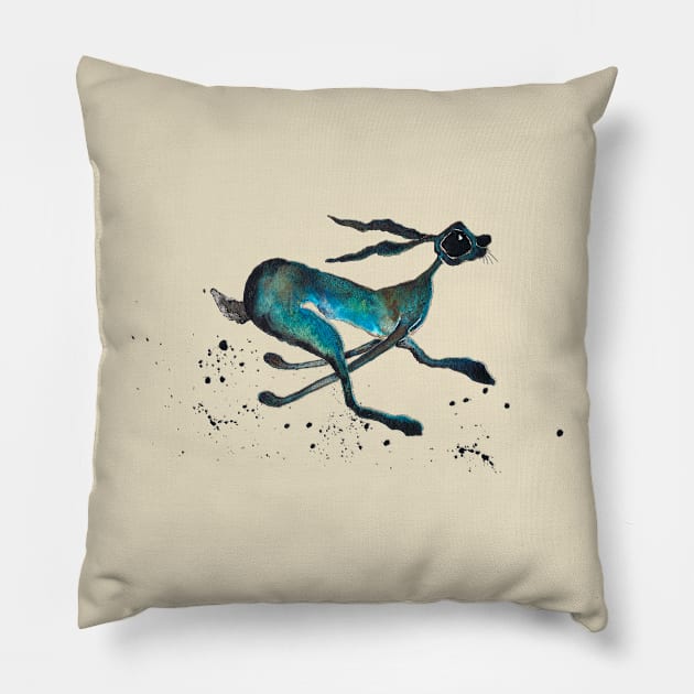 HARE IN A HURRY Pillow by haresandcritters