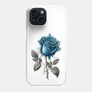 Blue Rose Drawing, Flower Drawing, Gift For Her Phone Case