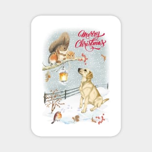 Yellow Labrador Retriever Dog Christmas Magnet