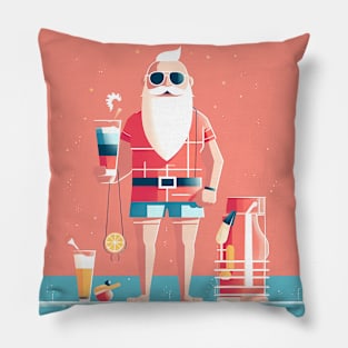 Funny Santa Tropical Christmas Pillow