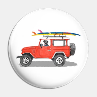 Toyota Land Cruiser and Labrador Retriever Pin