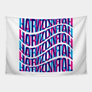 Horizontal Waves Typography (Cyan Magenta Blue) Tapestry