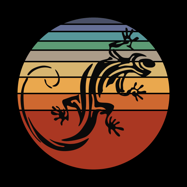 Retro 80s Tropical Sun Vaporwave Summer Cute Lizard by iZiets