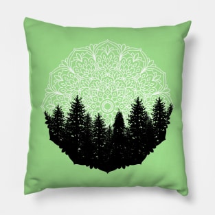 Green Forest Mandala Pacific Northwest Pillow