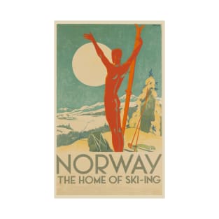 Norway, the Home of Ski-ing - Vintage Travel Poster Design T-Shirt