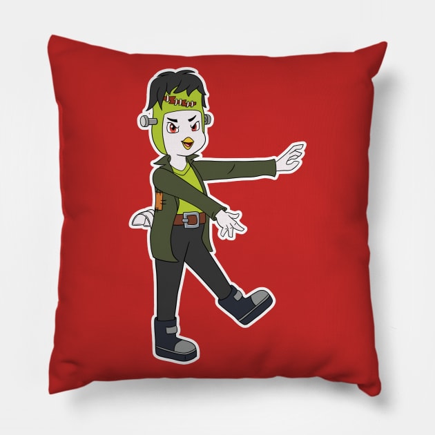 Top Wing Halloween Frankenstein Rod Pillow by kreazea