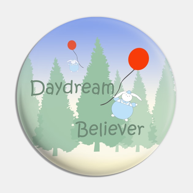 Daydream Believer Bunny on a Balloon Pin by MelissaJBarrett