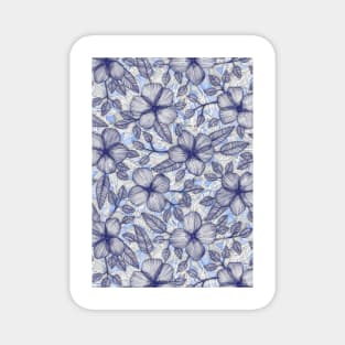 Indigo Summer - a hand drawn floral pattern Magnet