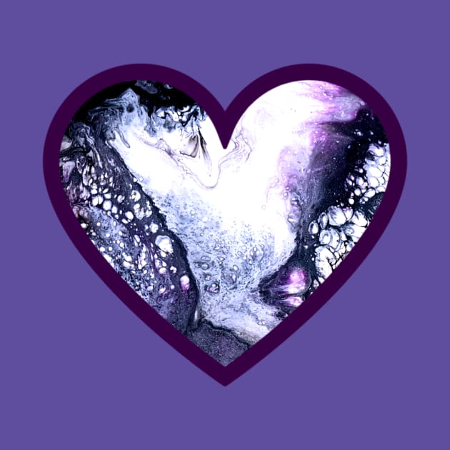 Icy Blue/Purple Paint Pour Heart by Designs_by_KC