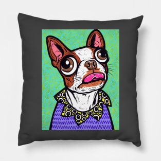 Brown Boston Terrier Pillow