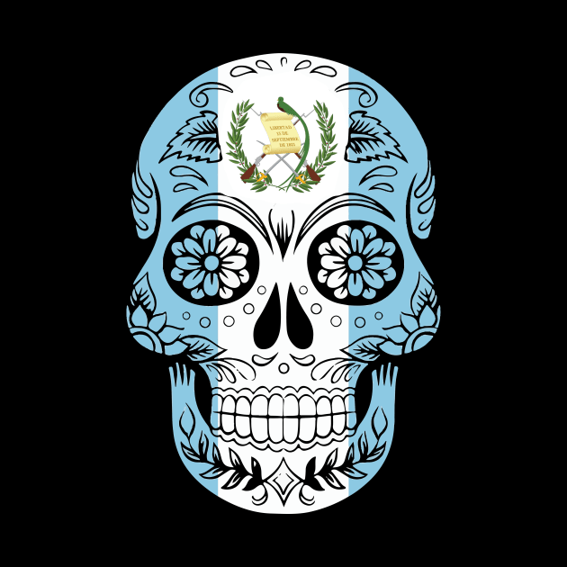 Guatemala Skull Flag sugar skull gift by GillTee