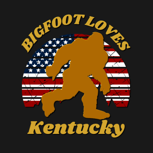 Bigfoot loves America and Kentucky too T-Shirt