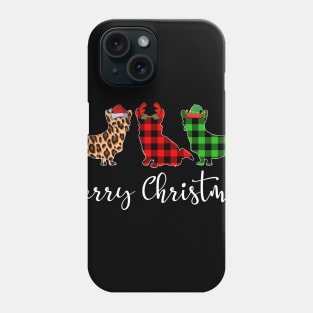 Merry Christmas Leopard Red Green Plaid Corgi Phone Case