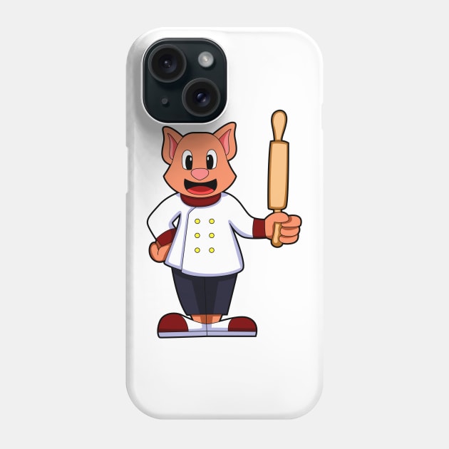 Cat as Cook with Cooking apron & Rolling pin Phone Case by Markus Schnabel