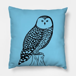 Snowy Owl - hand drawn nocturnal bird design Pillow