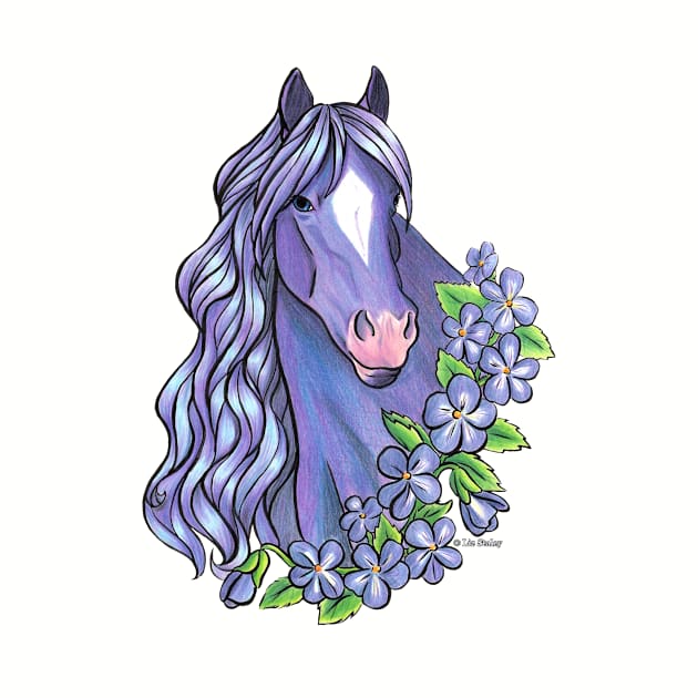 Amethyst Horse with Violet Flowers by lizstaley