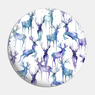 Watercolor Deers Blue Pin