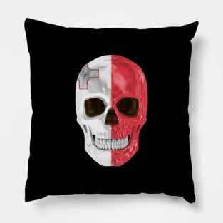 Malta Flag Skull - Gift for Maltese With Roots From Malta Pillow