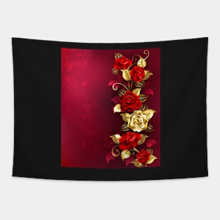 Composition with Red Jewelry Roses Tapestry