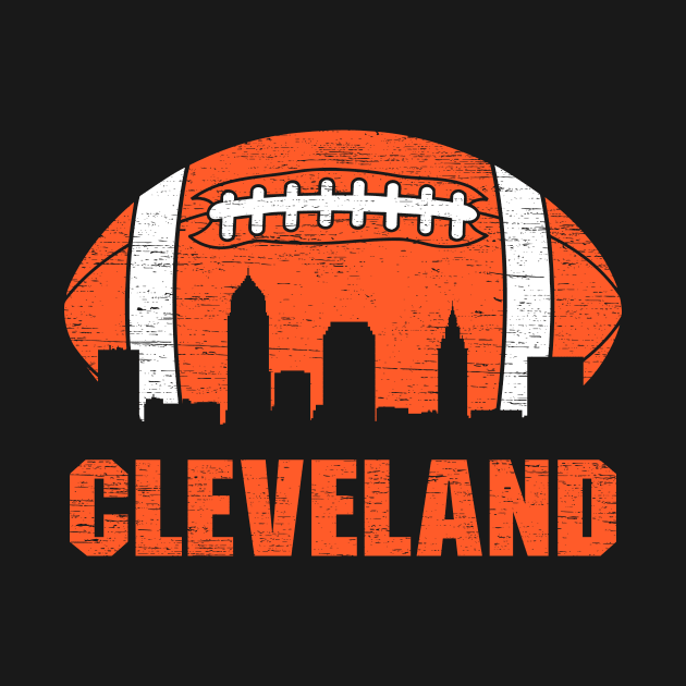 Downtown Cleveland City Skyline Ohio Distressed Football Fans by lisanna