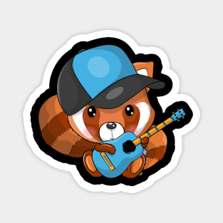 Cute cartoon red panda playing a guitar Magnet