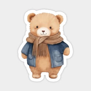 fat bear wearing a winter scarf Magnet