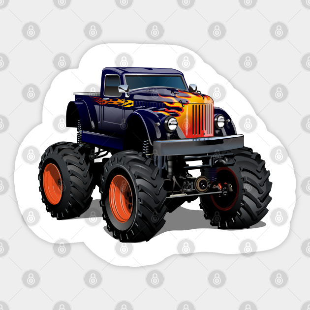 Cartoon Monster Truck - Cartoon Car - Sticker | TeePublic Cartoon Monster Truck - Cartoon Car - Sticker | TeePublic
