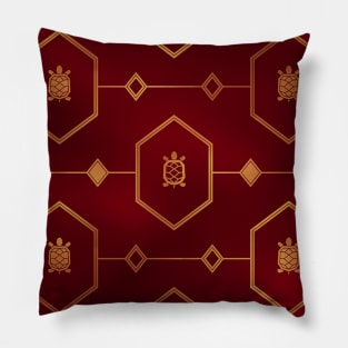 Bronze Turtle Pattern on Red Pillow