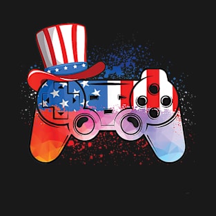 Tie Dye Video Game Controller USA Flag 4th Of July Patriotic T-Shirt