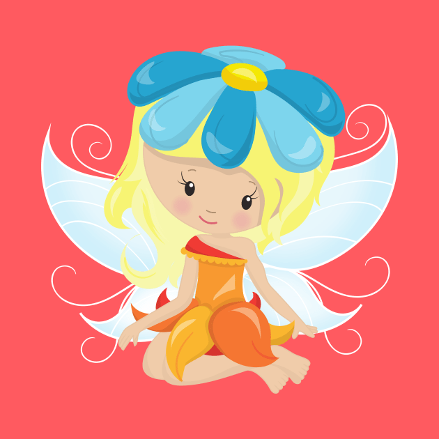 Cute Fairy, Magic Fairy, Blonde Hair, Flowers by Jelena Dunčević