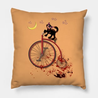 Funny cat ridin bycicle Pillow