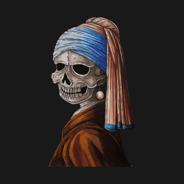 Skull with the pearl earring by Dracuria