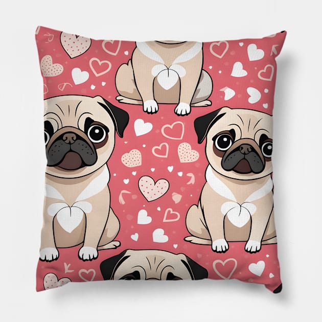 Love Pugs Pillow by Aeons