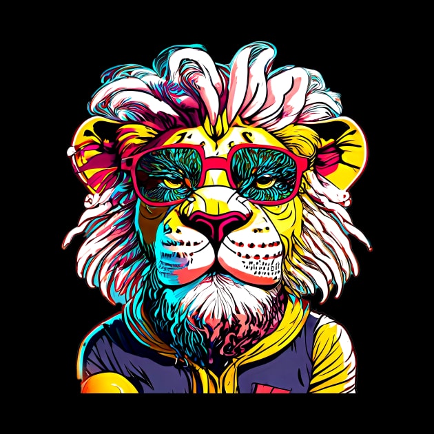 Majestic Mane and Street Chic: Lion's Urban Portrait by SkloIlustrator