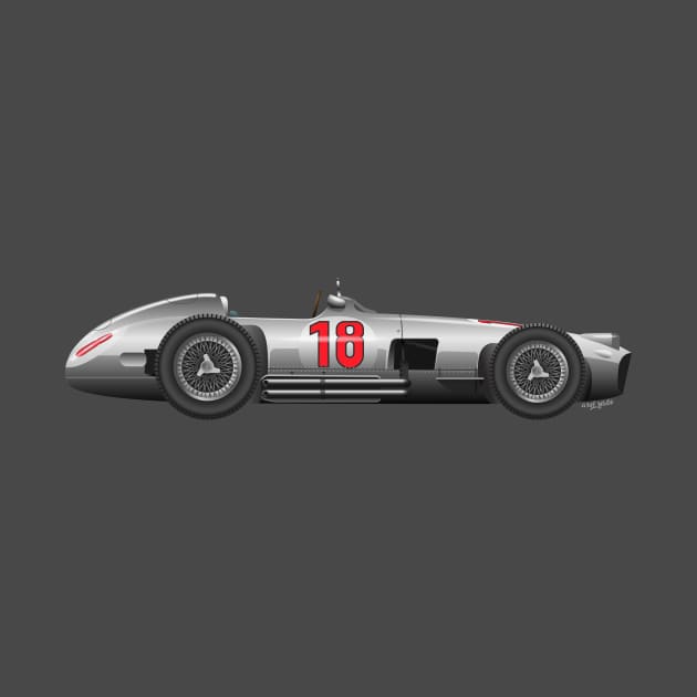 Juan Manuel Fangio Mercedes Benz W196 Formula1 by Burro Wheel