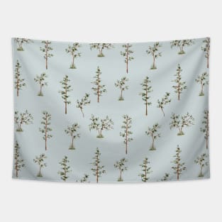 Forest Seamless Pattern on Sage Green Tapestry