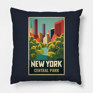 A Vintage Travel Art of New York - US Pillow