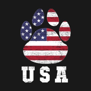 Dog paw print American flag USA tshirt T-Shirt