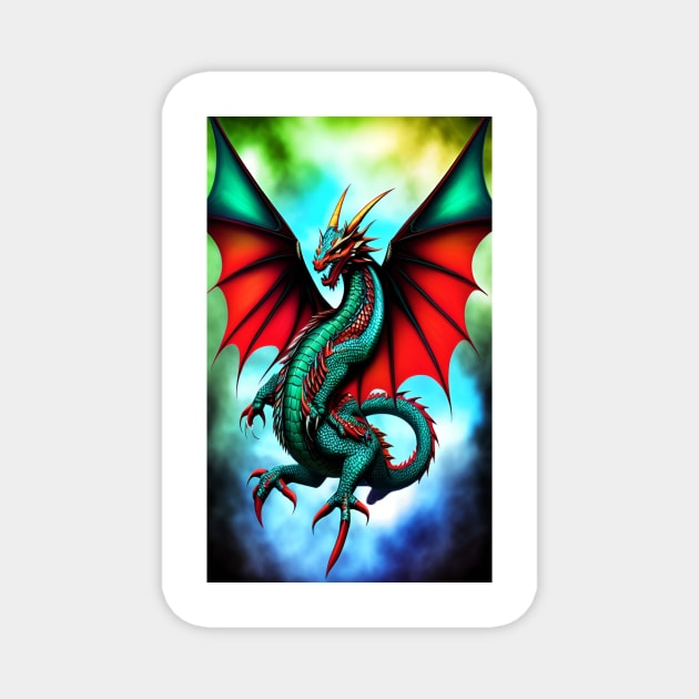 Kingdom Dragon Fire Turquoise Magnet by ShopSunday