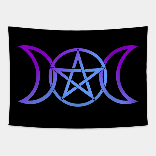 Triple Moon Goddess light purple to blue Tapestry by RavenWake