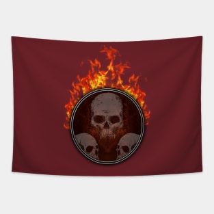 fire skull Tapestry