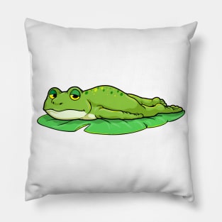 Frog on Leaf Pillow