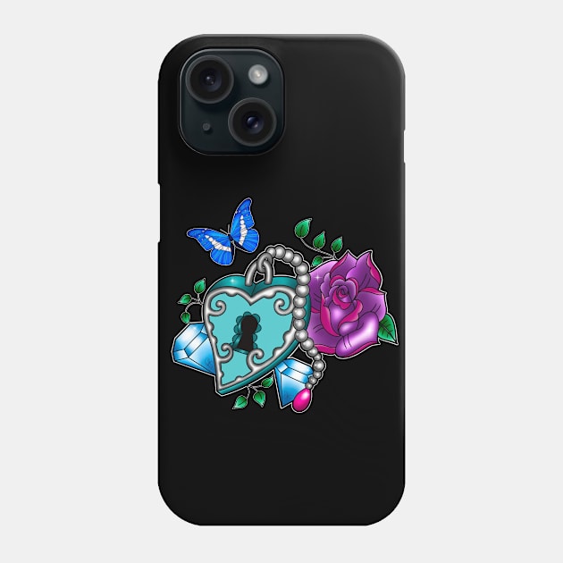 Heart Lock and Rose Phone Case by Helena Morpho 