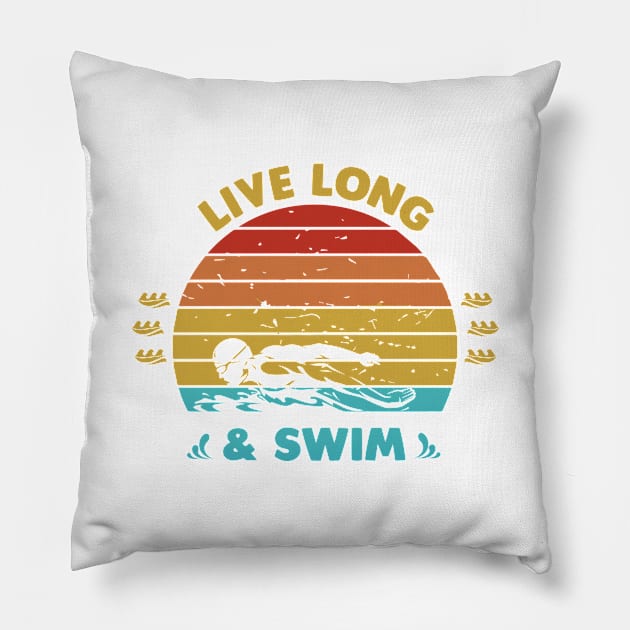 Live long and swim Pillow by Swimarts