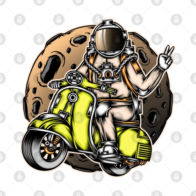 Astronaut riding scooter by WODEXZ