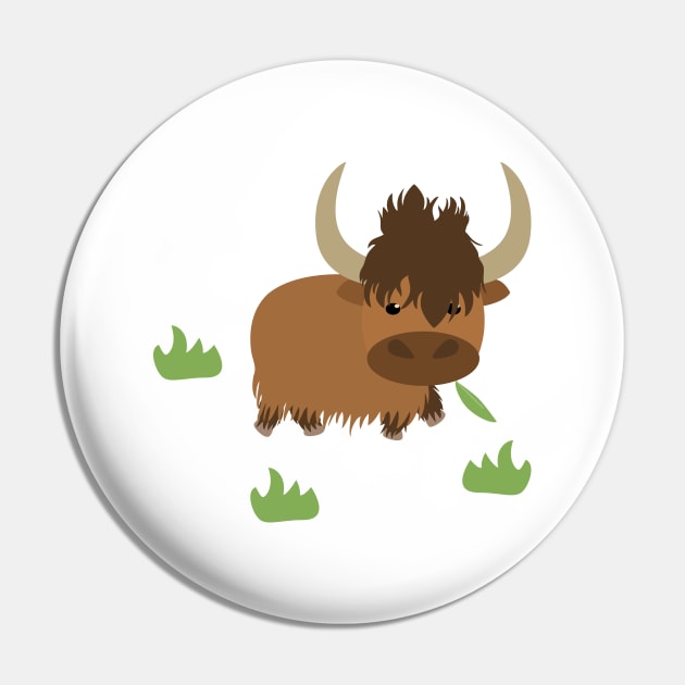 Yak Eating Grass Pin by LulululuPainting