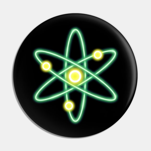 Green Neon Cosmos Atom Pin by Milasneeze