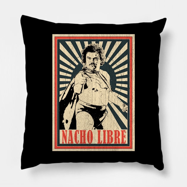 Vintage Poster Nacho Libre Pillow by Odd Even