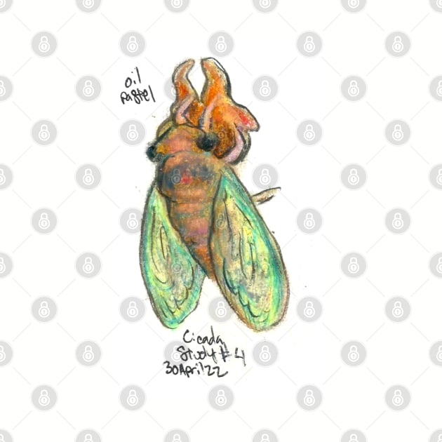 Oil Pastel Cicada by Art of V. Cook