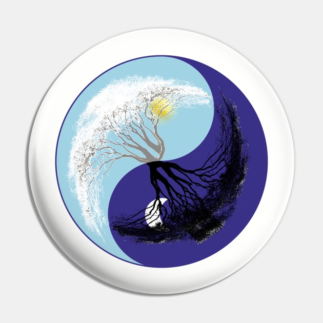 Yin Yang - Graphic - geometric design - Tree Pin by T-SHIRTS UND MEHR